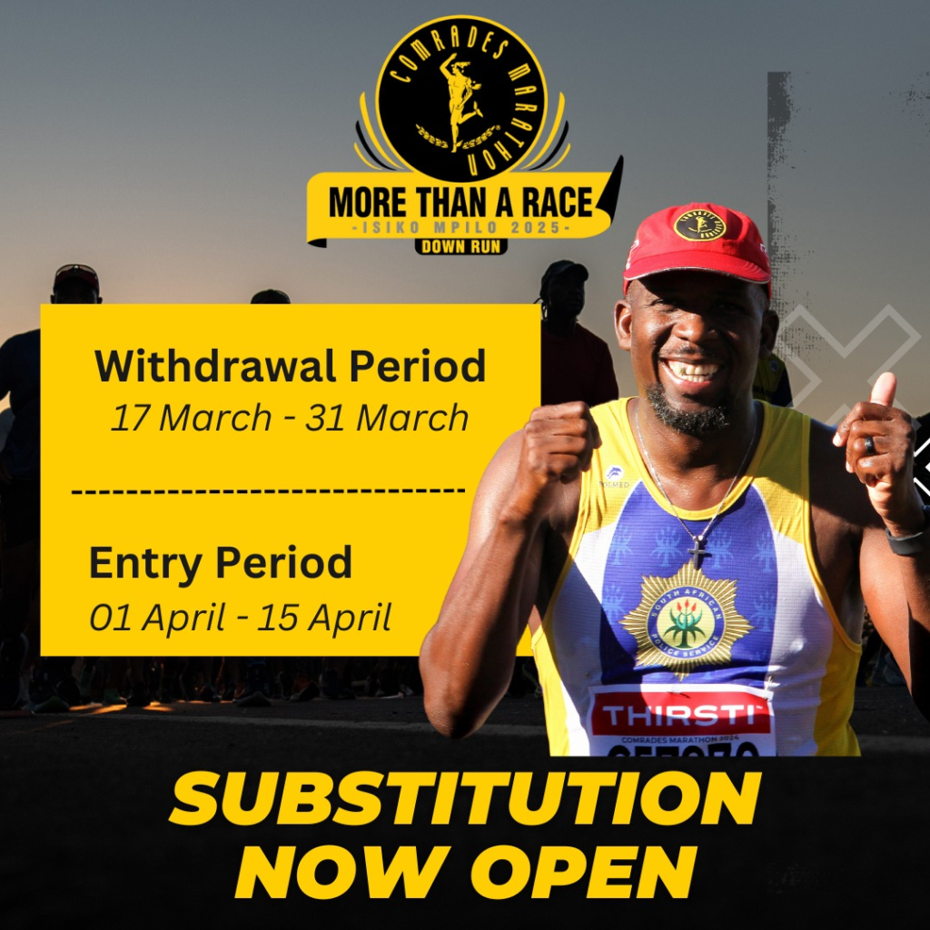 comrades marathon substitution open.