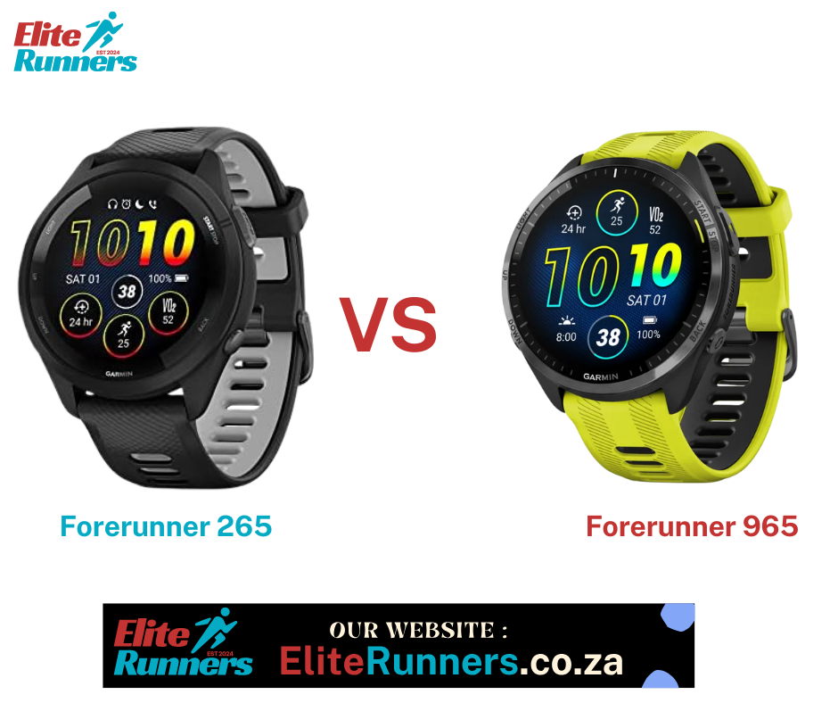 Garmin forerunner 265 vs forerunner 965 watches compared.