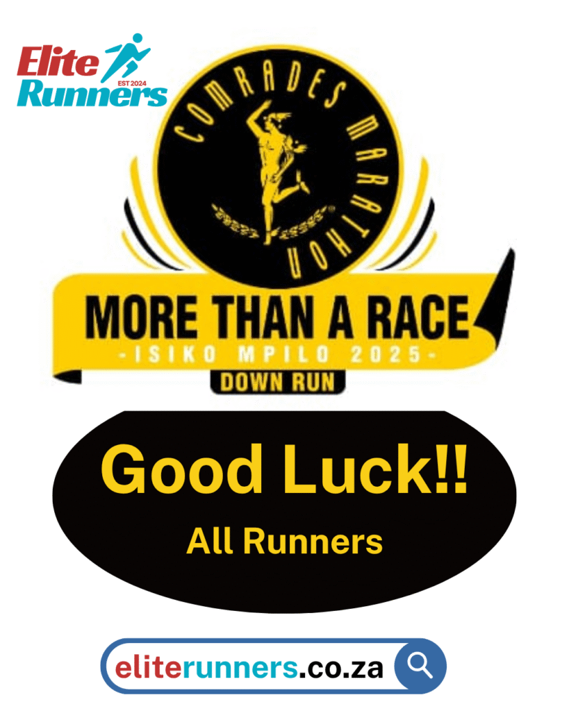 Good luck message with comrades Marathon logo.